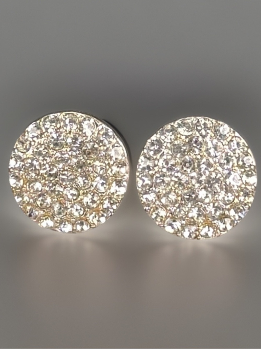Silvertone Crystal Pavé Round Stud Clip On Earrings